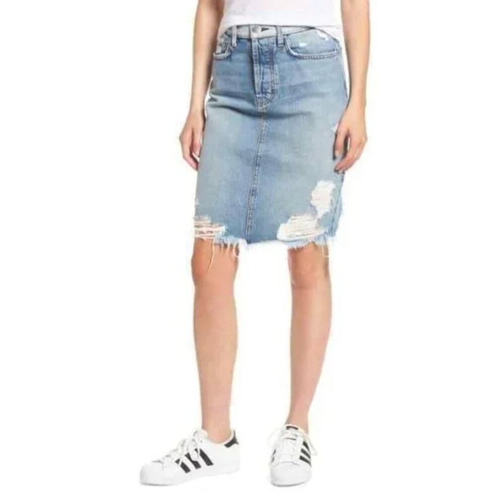 FIRE LOS ANGELES * LIGHT BLUE DENIM CAREER CASUAL MINI SKIRT SIZE:24 JUNIORS NWT